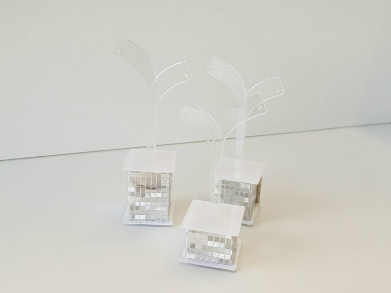 Earring Display Set of 3 White/Silver