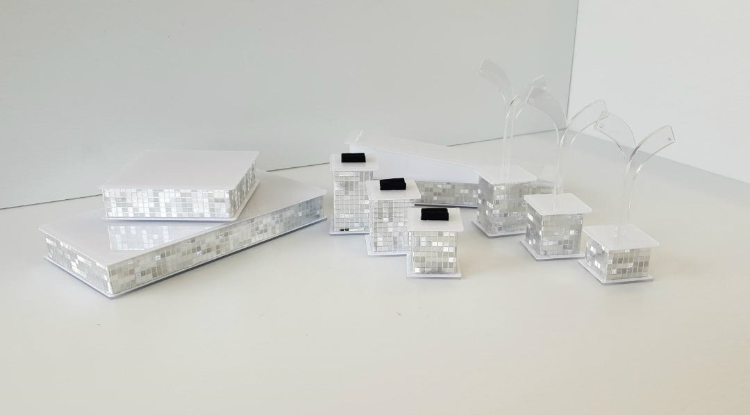 Jewellery Display Case Long White/Silver - M175, M176, M177, M106, M107