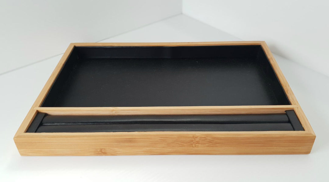 Ring Sample Plate Bamboo Black Leatherette