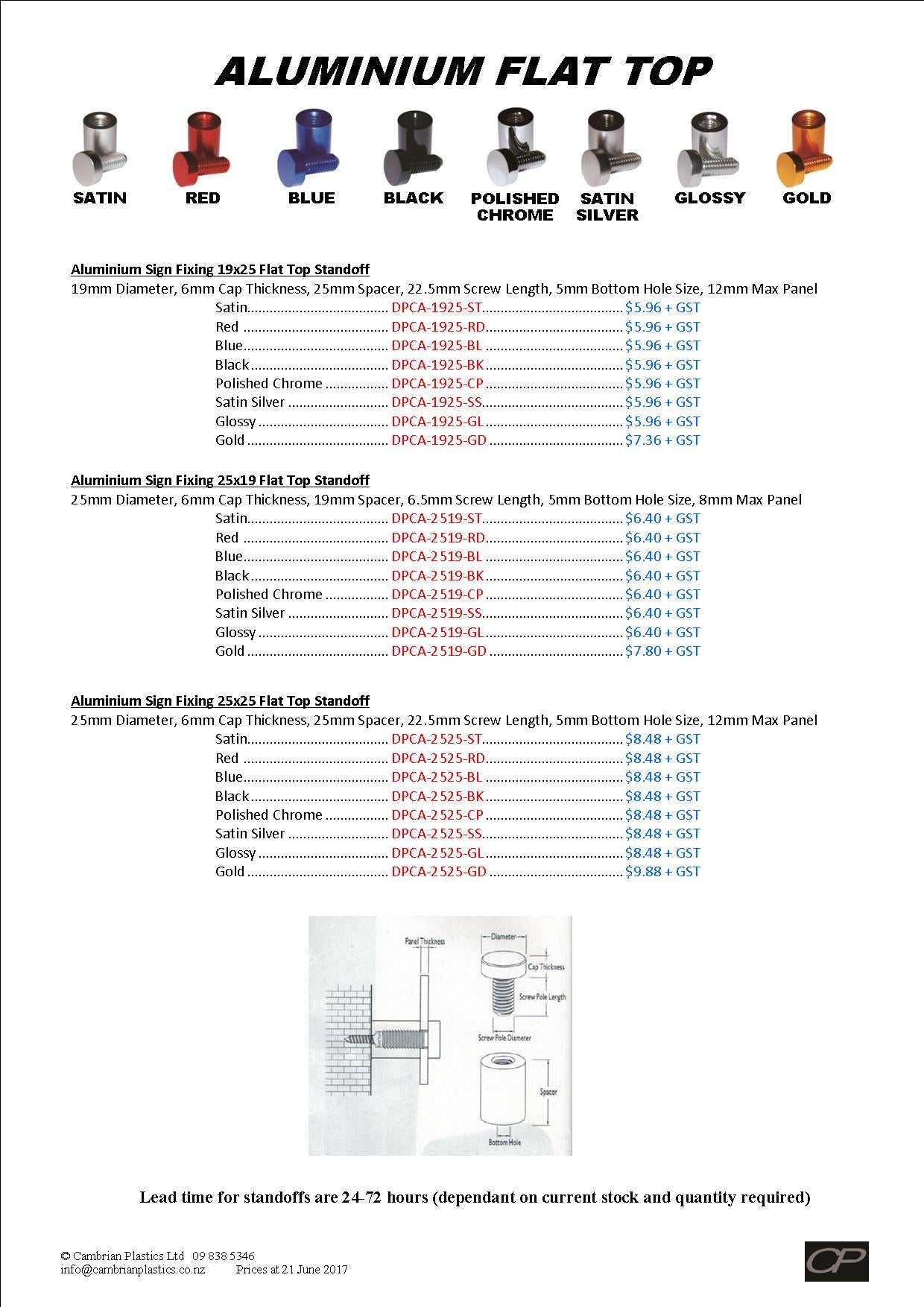 Aluminium Standoff Flat Top Flyer Pg2