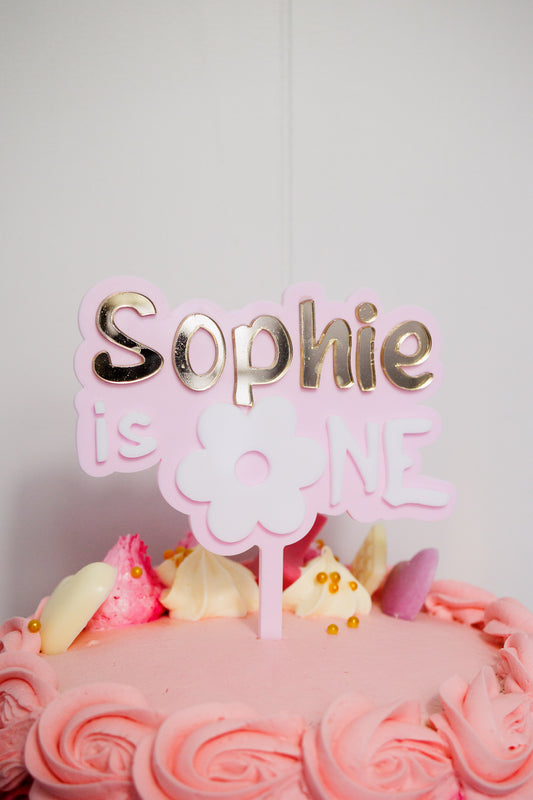 Custom Name is One Birthday Cake Topper