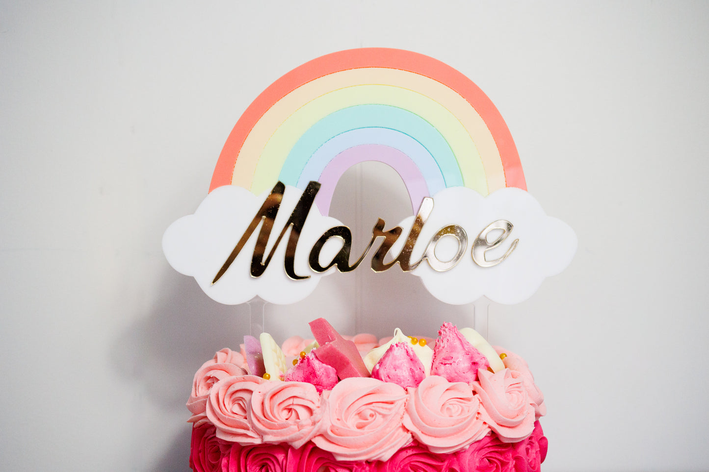 Custom Rainbow and Name Birthday Cake Topper