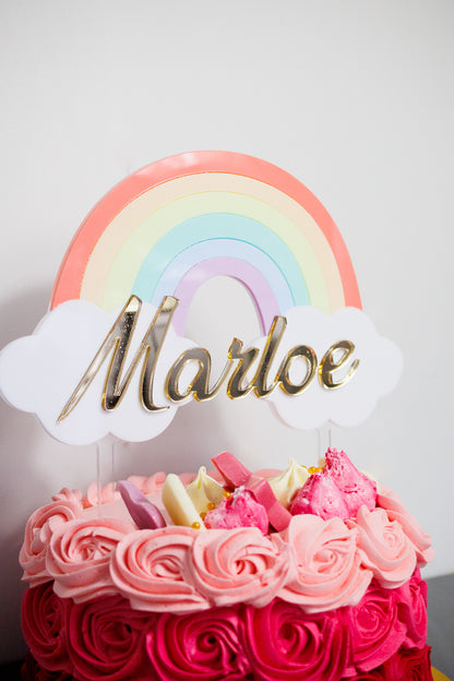 Custom Rainbow and Name Birthday Cake Topper